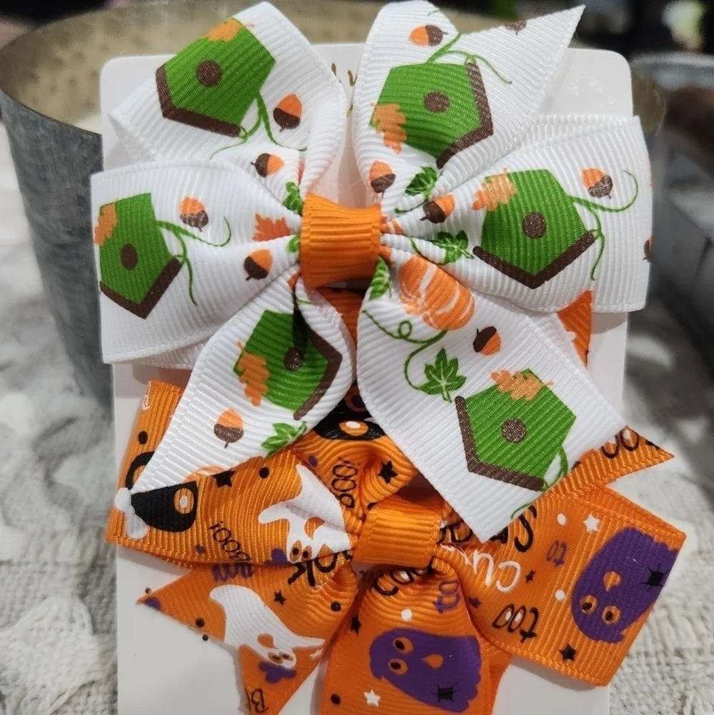 New!  Halloween Hair Bow Clips